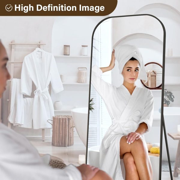 21''x 56'' Rectangular Full-Length Mirror, Modern Wall-Mounted or Leaning Body Mirror,Black Wall Full Body Mirror, Rounded Top Floor Mirror with Aluminum Alloy Frame for Bedroom Living Room - Image 5