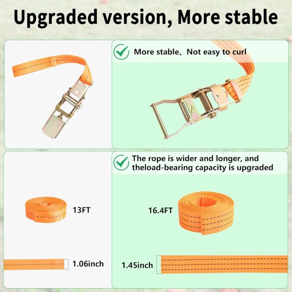 Camping Hammock, 13 Ft Triangle Hammock Multi Person Hammock for Outside with 3 Ratchet Tie Down Straps and Storage Bag(157''/400cm) - Image 2