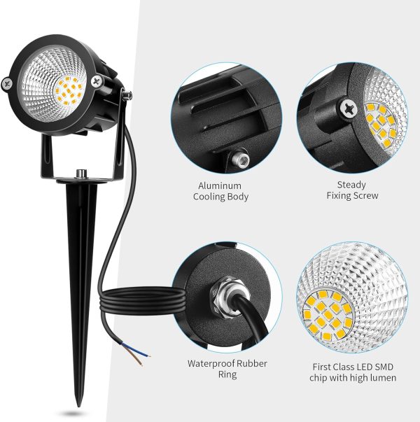 Low Voltage Landscape Lighting: 10W 1000LM LED Landscape Lights Outdoor 2700K Warm White Spotlights with IP65 Waterproof for Yard Garden | 4 Pack of 12V 24V Low Voltage Lights with Connectors - Image 2