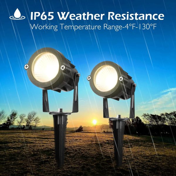 Low Voltage Landscape Lighting: 10W 1000LM LED Landscape Lights Outdoor 2700K Warm White Spotlights with IP65 Waterproof for Yard Garden | 4 Pack of 12V 24V Low Voltage Lights with Connectors - Image 4