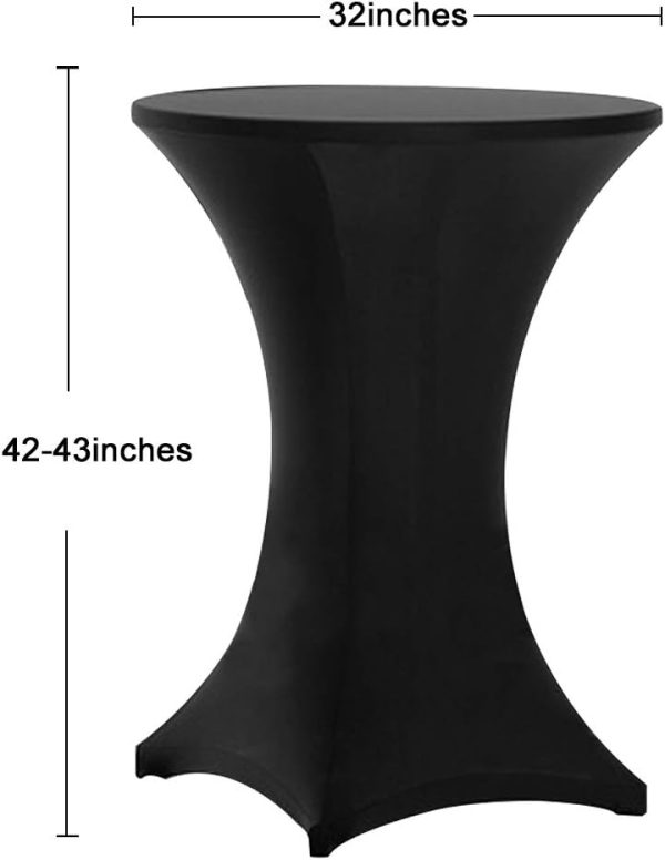 Tina 2 Pack 32x43 Inch Highboy Spandex Cocktail Table Covers Black, Cocktail Table Spandex Covers, Fitted Stretch Cocktail Tablecloth for Round Tables (2PC 32x43 Black) - Image 3